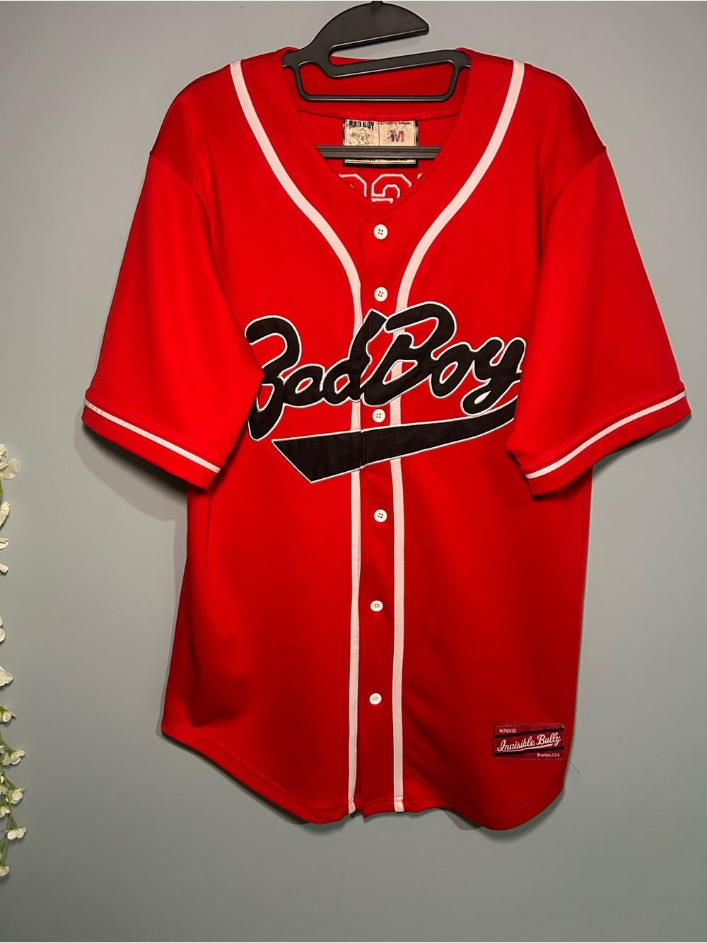 Mens Red 'Bad Boy' Sport Jersey with Black Script Logo